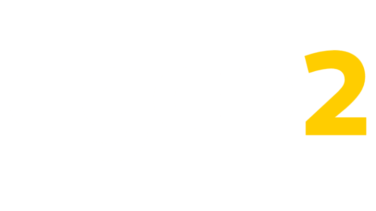 Logo with the text "agap2" in white and yellow on a black background.