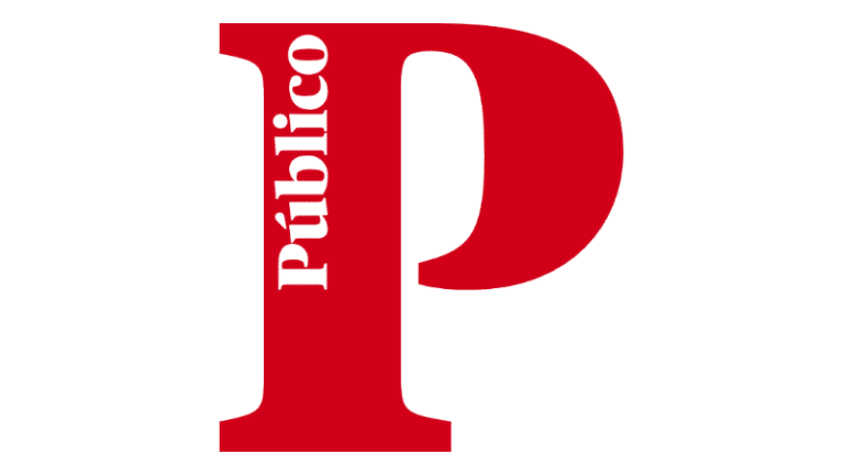 Large red letter "P" with "Público" written vertically in white on the left side of the letter.
